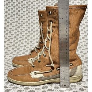 Sperry Top Sider Leather Lace Up Fold Over Boat Shoe Boots Women's Size 9 M